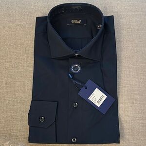 Cavalli Class Blue Dress Shirt Formal Tailored Fit